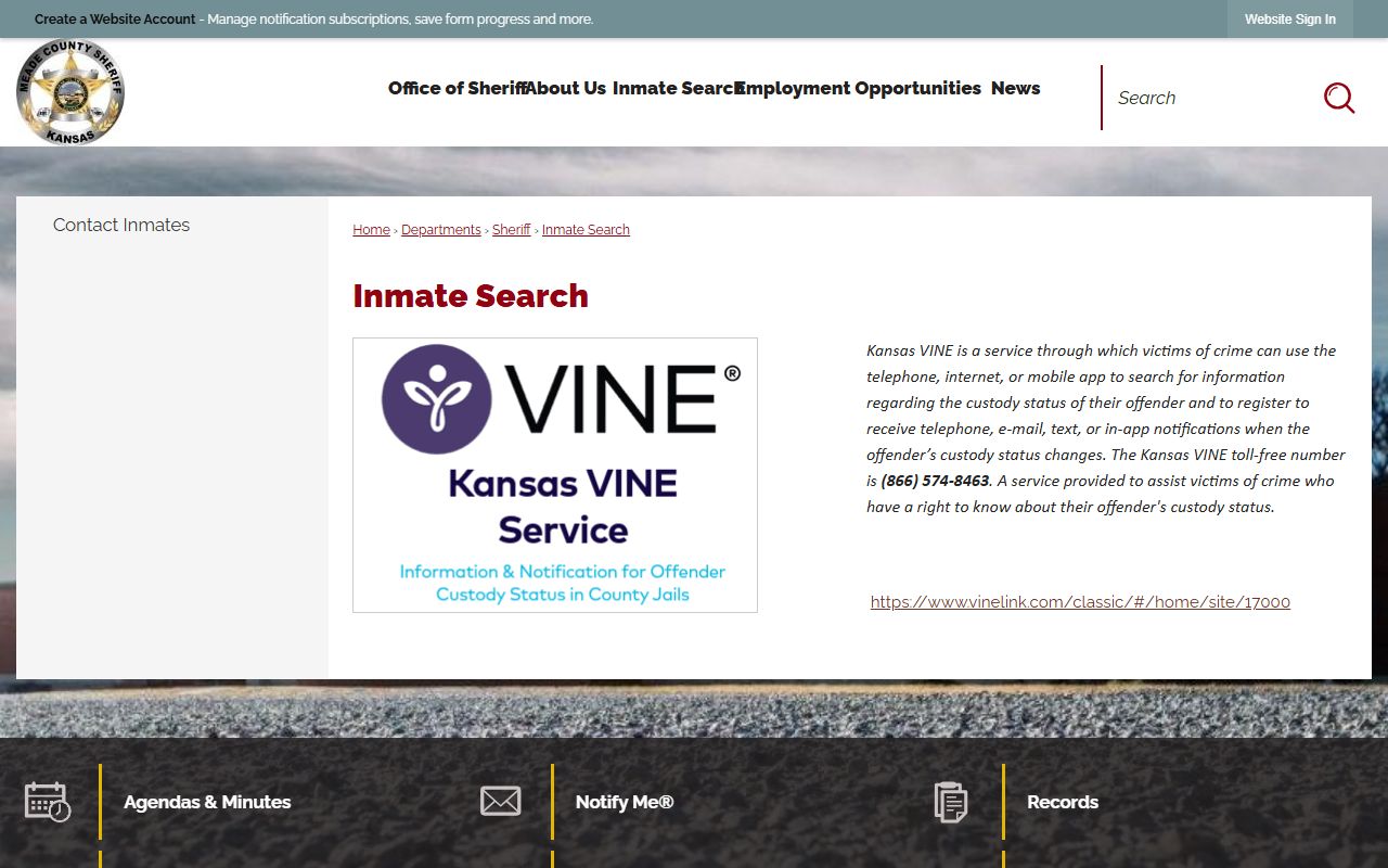 Meade County Jail inmate search page for Clark County custody lookup